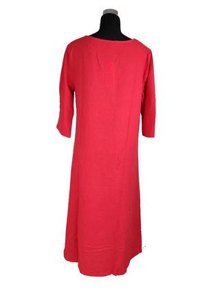 Платье длинное летнее хлопок-лен размер 46 красное c3079-xl5 фото
