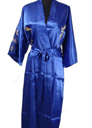 Жіночий халат з драконом синій розмір 50-52 або xl-xxl (c3711)