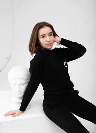 Костюм спортивний жіночий з принтом серце xs s m l(42 44 46 48) трикотажний чорний...