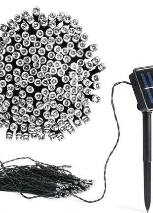 Гірлянда вулична 100 led 10м біла сонячна батарея | гирлянда уличная наружная на солнечной батарее белая