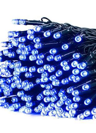 Гірлянда вулична 100 led 10м синя сонячна батарея | гирлянда уличная наружная на солнечной батарее синяя
