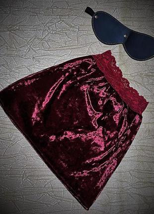 Велюровая юбка женская бордовая  40-42,44-46