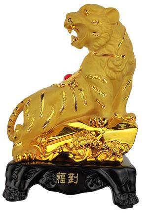 Статуетка тигр на підставці 20х14х8 см золотиста (c3555)
