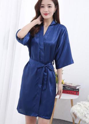 Жіночий халат синій розмір 48-50 або l-xl (c3685)1 фото