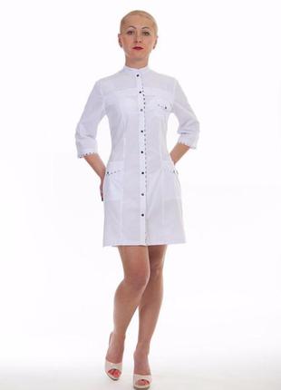 Батистовый білий жіночий халат розмір:40-60
