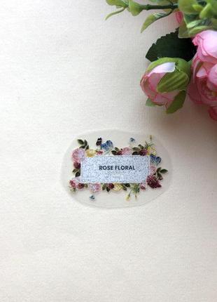 Термоаппликация, наклейка на одежду  надпись в рамке rose floral blooming 5x3 см