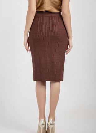 Коричневая женская деловая юбка на запах: акрил, мохер, шерсть 42-44, 44-466 фото