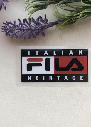 Термоаппликация, наклейка на одежду надпись "italian heirtage fila" 8х4 см.