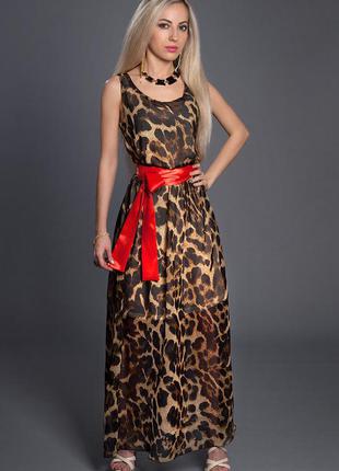 Леопардовое женское платье в пол 44,46,48,