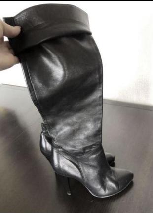 Чорні шкіряні чоботи2 фото