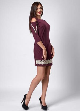 Сукня мод №295-3, розміри 44,46 бордо
