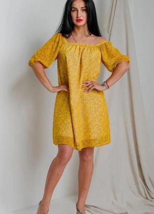 Желтое свободное платье  42-44,50-52