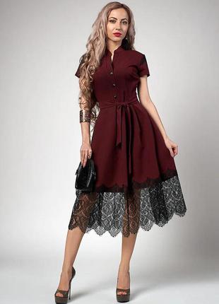 Романтичне бордове плаття збільшених розмірів 50, 52