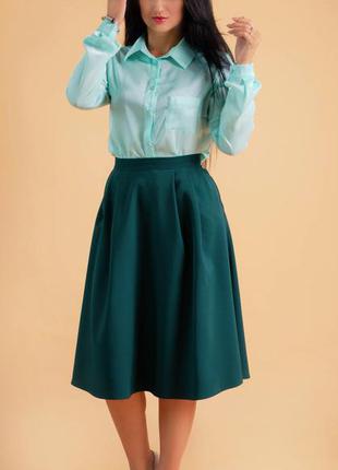 Офисная женская юбка миди зеленая размер: 44,462 фото