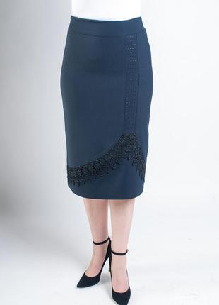 Классическая женская темно-синяя юбка для женщин постарше 48, 50,  622 фото