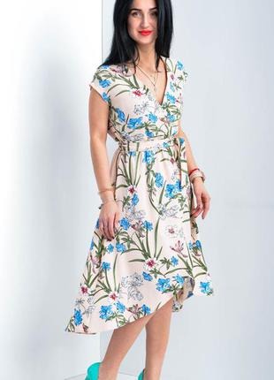 Красиве нарядне літнє плаття з блакитними квітами розмір: 48,50,522 фото