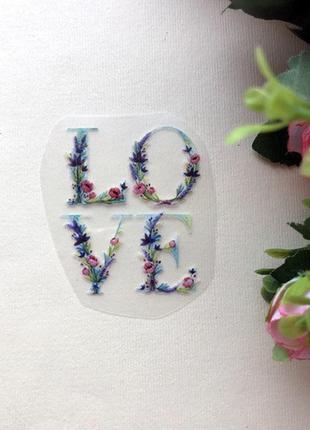 Термоаппликация, наклейка на одежду  цветочная рамка надпись just for you 17x17 см