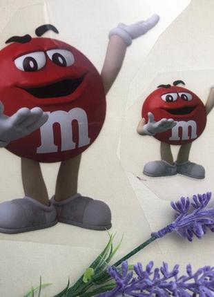 Приветливый m&m красный термоаппликация, наклейка на одежду