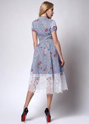 Женское летнее платье на работу из рубашечной ткани х/б размер 44,462 фото