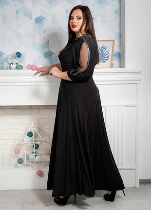 Элегантное вечернее черное платье в пол для женщин с пышными формами размеры 52, 54