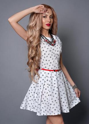 Платье  мод 385 -14 размер 46,48 белый якорь