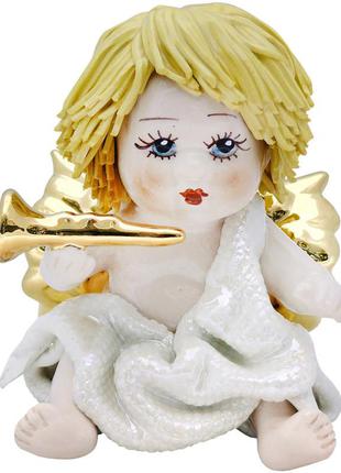 Фигурка колекционная с фарфора, ручная робота ,италия «ангелочек с трубой» h-9 см  zampiva