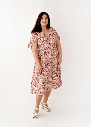 Нежное пастельное платье для женщин больших размеров с мелкимицветами 50,52,54,56