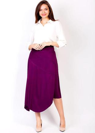 Классическая женская длинная юбка фиолетовая большого размера 50, 52, 542 фото