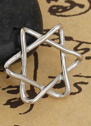 Подвеска звезда давида, цинковый сплав, серебро, ажурная резьба, 20 mm x 18 mm