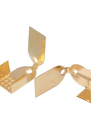 Затиск-кінцевик для намиста, металевий сплав, колір: золотистий, 11 мм x 7 мм