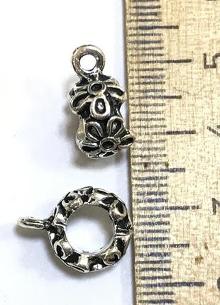 Бейл, держатель для кулона, " цветок ", античное серебро, 13 mm x 15 mm