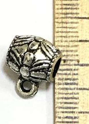 Бейл, держатель для кулона, " цветок ", античное серебро, пластик, 13 mm x 10 mm