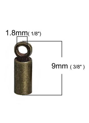Кінцевик для намиста, цинковий сплав, циліндр, антична бронза, для шнура 2.5 mm, 9 мм x 3 мм2 фото