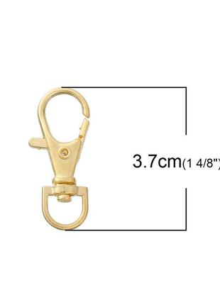 Карабин, для ключей и брелков, цинковый сплав (без кадмия), золотистый, 33 мм x 13 мм3 фото