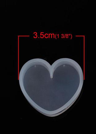 Форма для эпоксидной смолы finding молд сердце силиконовый белый 35 мм x 31 мм