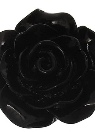 Кабошон квітка троянда, смола, чорний, 20 mm x 20 mm, фурнітура для виготовлення біжутерії