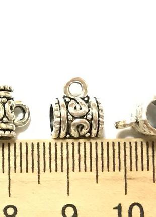 Бейл, держатель для кулона, античное серебро, цинковый сплав, 9 mm x 9 mm