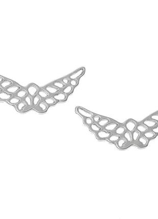 Подвеска  “ крылья ангела ", цинковый сплав, металлическая, серебряный тон, 24 мм x 11 мм3 фото