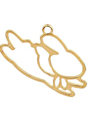 Подвеска " заяц ", рамка под заливку, 42 мм x 24 мм, цвет: золото