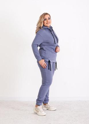 Утепленный женский спортивный костюм большего размера цвета джинс 48, 50, 52, 542 фото