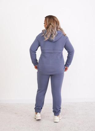 Утепленный женский спортивный костюм большего размера цвета джинс 48, 50, 52, 543 фото