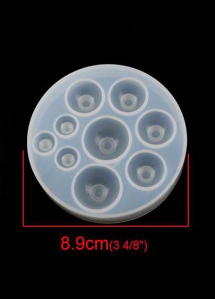 Форма для епоксидної смоли finding молд для круглих кабошонов лінз колір білий силікон 8.9 см діаметр2 фото