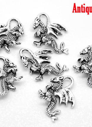 Подвеска finding кулон дракон античное серебро 21 мм x 14 мм3 фото