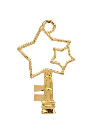 Подвеска “ ключ ”, звезда, 39 мм x 24 мм, цинковый сплав, рамка для заливки эпоксидной смолы, золото