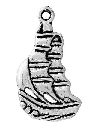 Подвеска яхта, корабль, судно, цинковый сплав, античное серебро, 22 mm x 13 mm