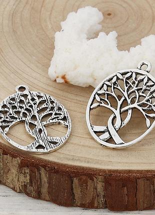 Подвеска дерево жизни, богемный стиль, цинковый сплав, овальная, античное серебро, 32 мм x 24 мм