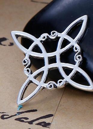 Подвеска ромб, коннектор, цинковый сплав, античное серебро, кельтские узлы, ажурная резьба, 3.8 см x 3.4 см