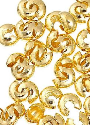 Кримпы finding бусина-cтопер фиксатор зажим золотистый 4 мм - 5 мм