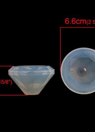 Форма для епоксидної смоли finding молд алмаз білий силіконовий діаметр 66 мм2 фото
