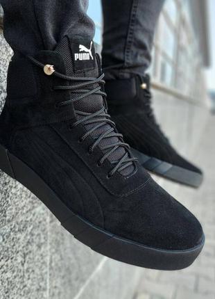 Зимние мужские ботинки замшевые черные большого размера1 фото